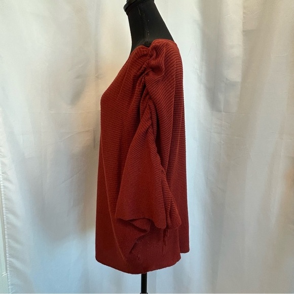 ZARA red cinched tie sleeve knit web sleeve sweater Sz S - Picture 2 of 10